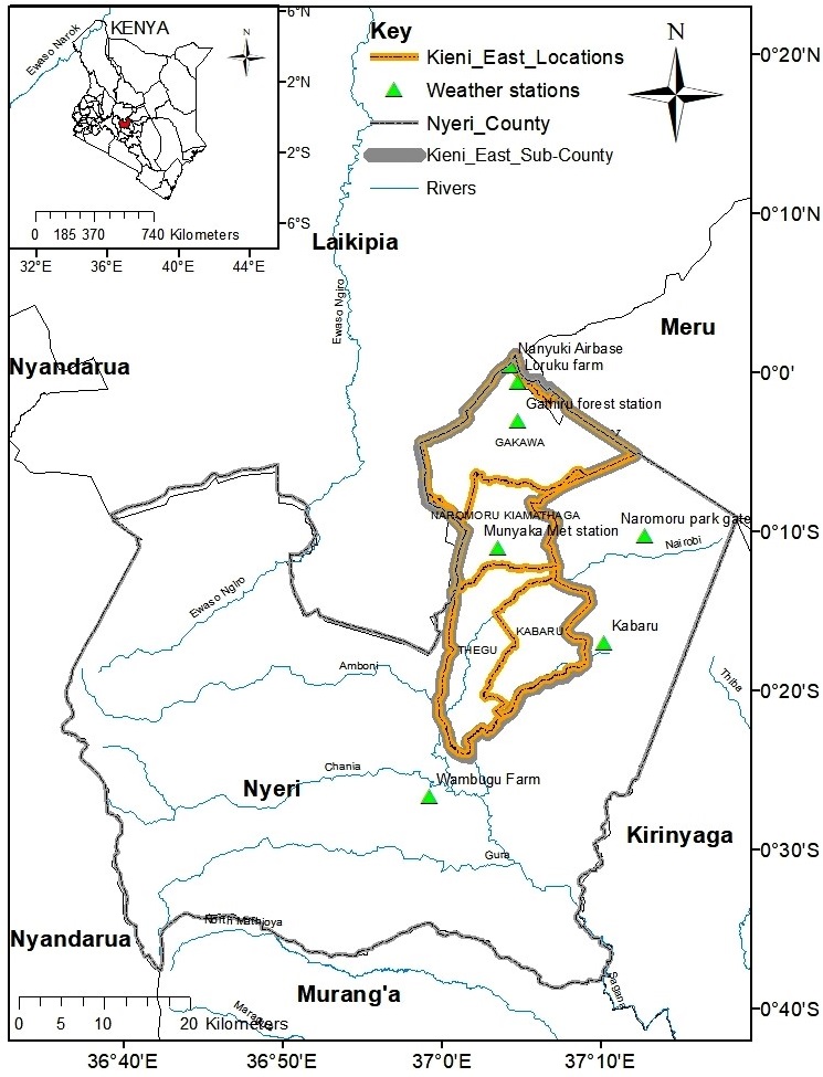 Map of the study area showing study sites